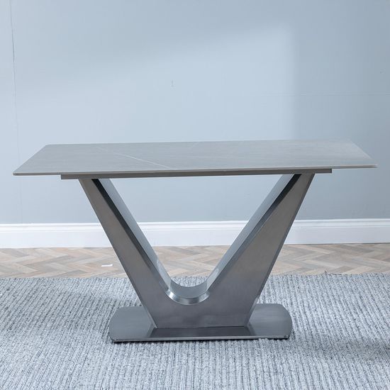 Camilla 6 Seater Grey Ceramic Dining Table with V Base - 140cm